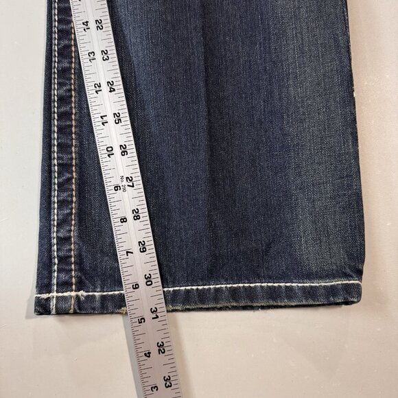 Buckle BKE Jeans Mens 32S Blue Tyler Bootleg Relaxed Distressed Dark Wash Denim - Picture 12 of 14